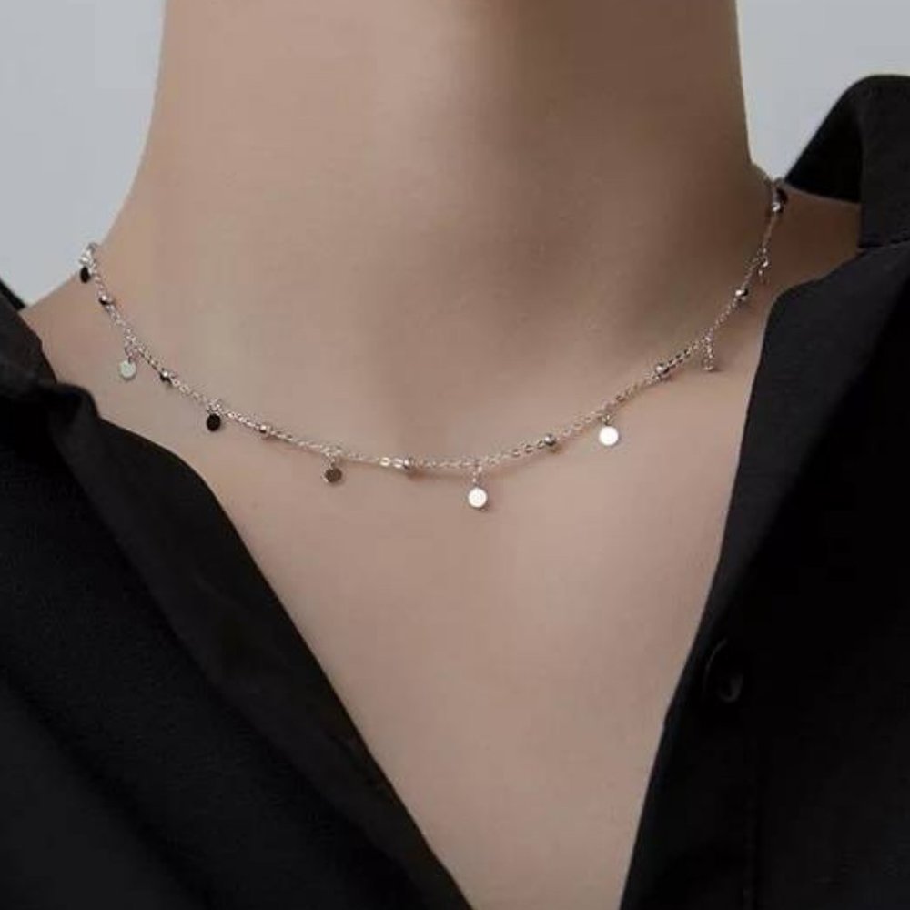 *NEW 925 Sterling Silver Coin Disc Bead Necklace